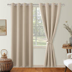 Blackout Curtains for Bedroom, 52 x 96 Inches Long, Taupe 2 Panels | Thermal - Image 8