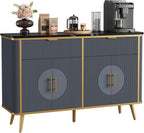 47.2" Buffet Storage Cabinet, Modern Fluted Coffee Bar Station - Image 3