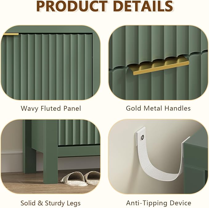 YOMILUVE Fluted Shoe Storage Cabinet - Image 7