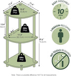Furinno TURN-N-TUBE Corner Shelf, 3-Tier Corner Bookshelf, Display Storage - Image 2