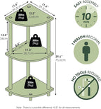 Furinno Turn-N-Tube Corner Shelf, 3-Tier Corner Bookshelf, Display Storage - Image 3