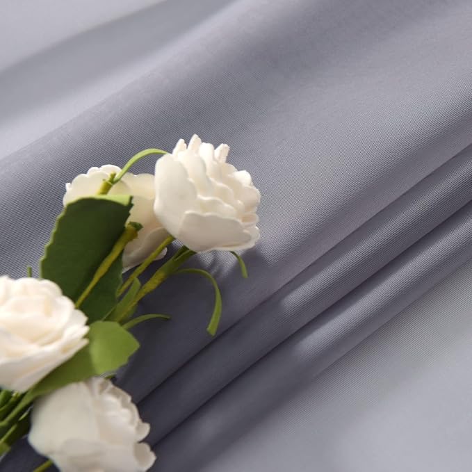 SpaceDresser Grey Sheer Curtains 4 Panels Rod Pocket Semi-Sheer Curtain 84 - Image 6