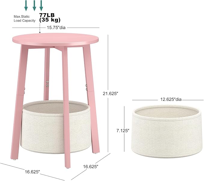 sthmec Small Round Side End Table Set of 2 - Image 3