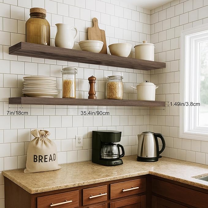 Floating Shelves for Wall, Bathroom Shelves Over Toilet, Wall Shelves & Book - Image 5