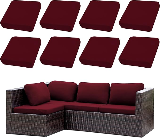 8PCS Patio Cushion Covers.Patio Furniture Couch SeatSlipcovers | Washable by SUKAIKEQA