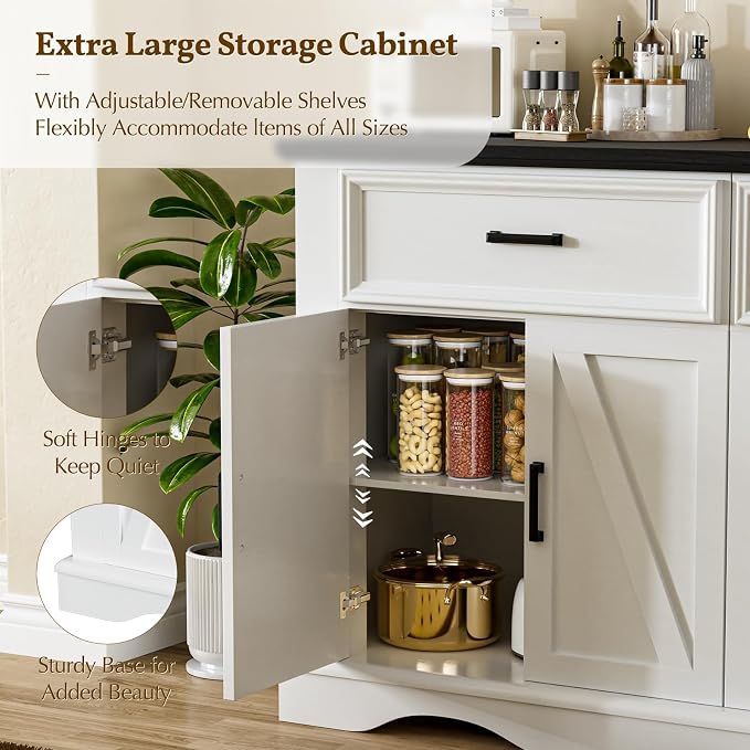 56" Modern Farmhouse Sideboard Buffet Cabinet - Image 6