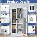 Glass Display Cabinet With Doors, 4 Adjustable Shelves - Image 5