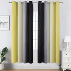 Black and Yellow Ombre Blackout Curtains 72 Inches Long | Room Darkening - Image 2