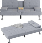 Flamaker Futon Sofa Bed Modern Folding Futon Set Linen Fabric Convertible by Flamaker