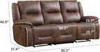 EBELLO Faux Leather Manual Recliner 3 Seater Reclining Sofa Chair, 3 Seat Sofa - Image 2