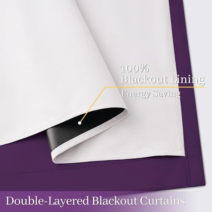 Yakamok Purple 100% Blackout Curtains 84 Inches Long - Image 4