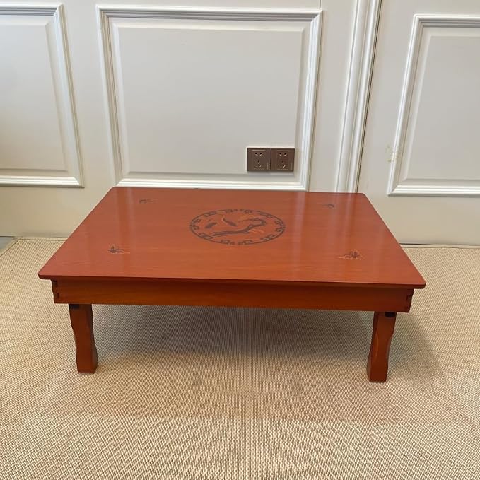 Rectangle 90X75cm Korean Coffee Table Folding Leg Asian Antique Style Living - Image 5