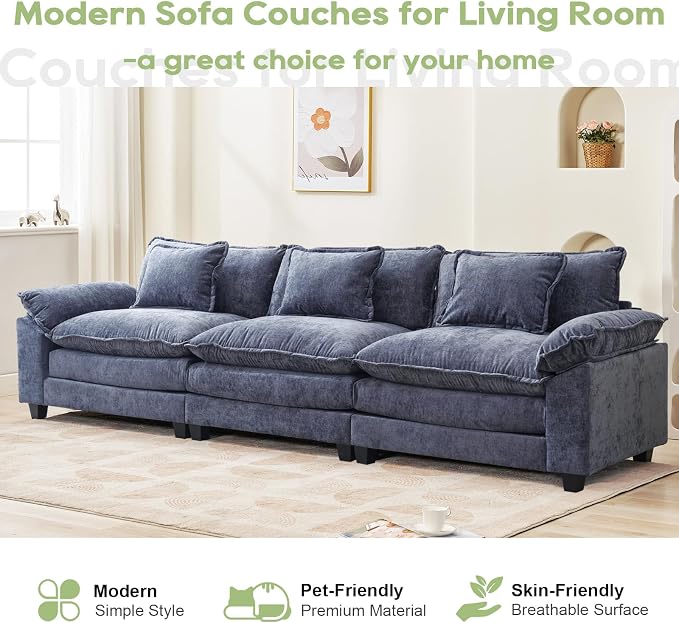Oprisen 120" Modular Sectional Sofa, Comfy Cloud Couch Sectional, Chenille Sofa - Image 7