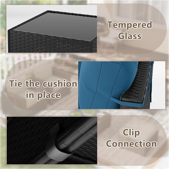 LOUVIXA 7 Piece Outdoor Patio Furniture Set, Outdoor Sectional Sofa, Wicker - Image 6