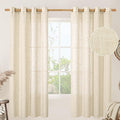 Beige 72 inch Length Linen Curtains 2 Panels Set by LAMIT