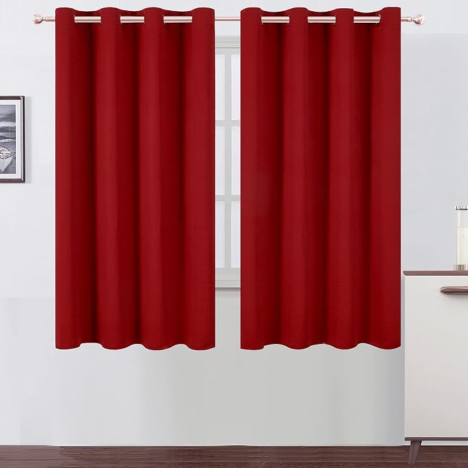 Red Blackout Curtains/52 x 63 Inch/Set of 2 Panels Room Darkening Curtains by Lemomo