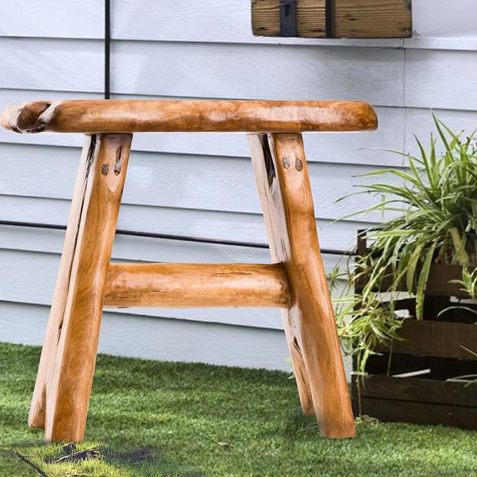 Wood Step Stool, Unique Design Live Edge Wood Stool, Freeform Natural Plant - Image 7