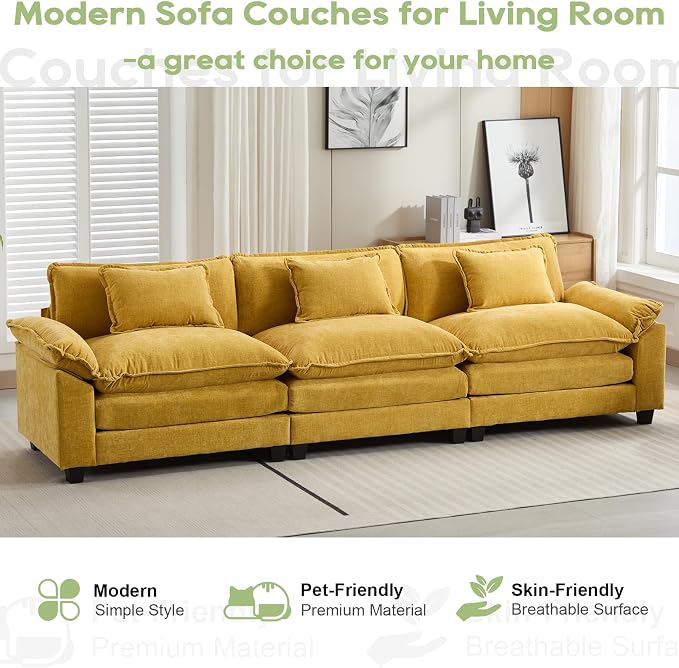 Oprisen 120" Modular Sectional Sofa, Comfy Cloud Couch Sectional Sofa, Chenille - Image 7