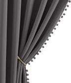 NICETOWN 2 Panels Blackout Curtains, Rod Pocket Pompoms Curtains 84 inches by NICETOWN