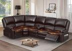 Yolsali Manual Reclining Sectional Sofa Set, 5 Seats 1+1+3 Leather Reclining by SavortheHappyMoments