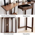 Southeast Asian Style Console Table, Walnut Bamboo Entryway Table, Narrow Long - Image 5