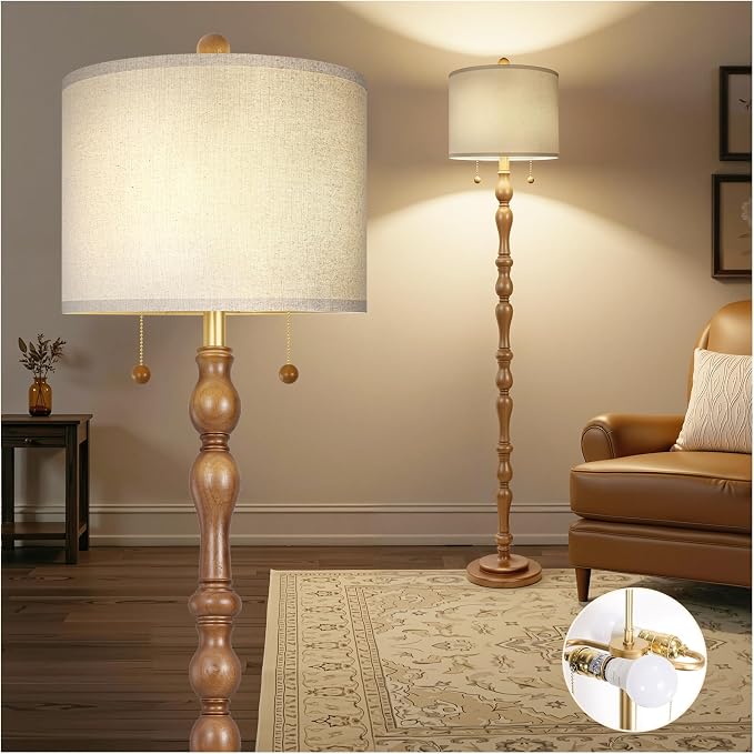 Scenekoy 65.5 Natural Real Wood Floor Lamp by SCENEKOY