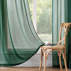 MIULEE Hunter Green Sheer Curtains 54 X 108 Inches, 2 Panels | Solid Color - Image 6