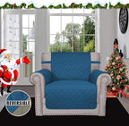 Easy-Going Reversible Couch Cover, Small Chair, Peacockblue/Beige | Machine - Image 2