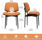 REONEY Dining Chairs Set of 2, Mid-Century Modern Upholstered PU Leather Chairs - Image 2