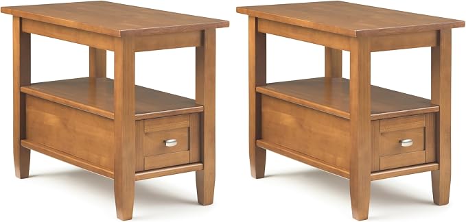SIMPLIHOME Warm Shaker Solid Wood 14 inch Wide Transitional-Style Narrow Side by SimpliHome