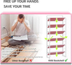 4NM No Assembly 6 Tiers Folding Bookshelf Storage Shelves Vintage Bookcase - Image 7