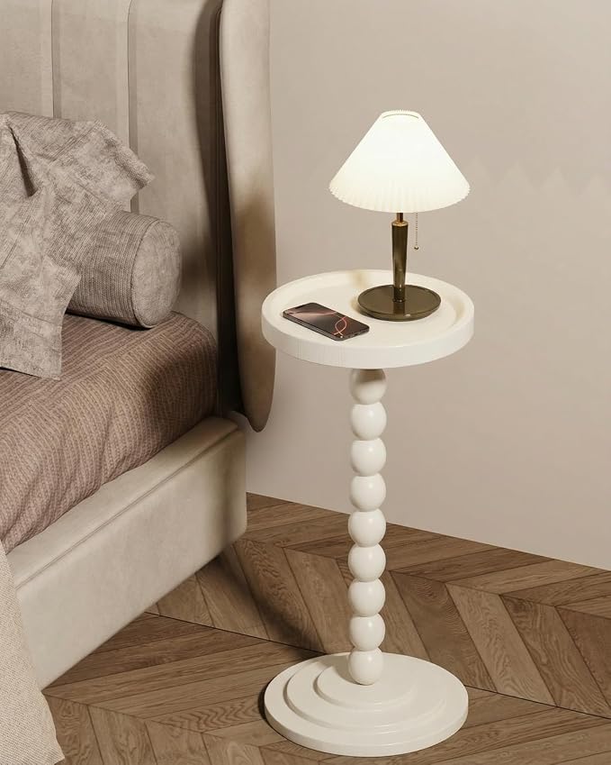 Round Wooden Side Table & Drink Table | Sturdy & Functional Mid-Century Modern - Image 2