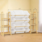 Toy Storage Organizer with Bookshelf – Wooden Toy Organizer with 12 Toy Bins & - Image 2