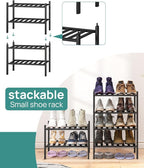 viewcare Black Small Shoe Rack for Entryway, 4-Tier Bamboo Shoe Organizer for - Image 4