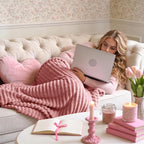 BEDELITE 3D Ribbed Jacquard Pink Fleece Throw Blanket - Image 2