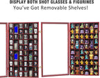 Shot Glass Display Case Large Wooden Cabinet Rack Holder Wall Mounted Mahogany - Image 4