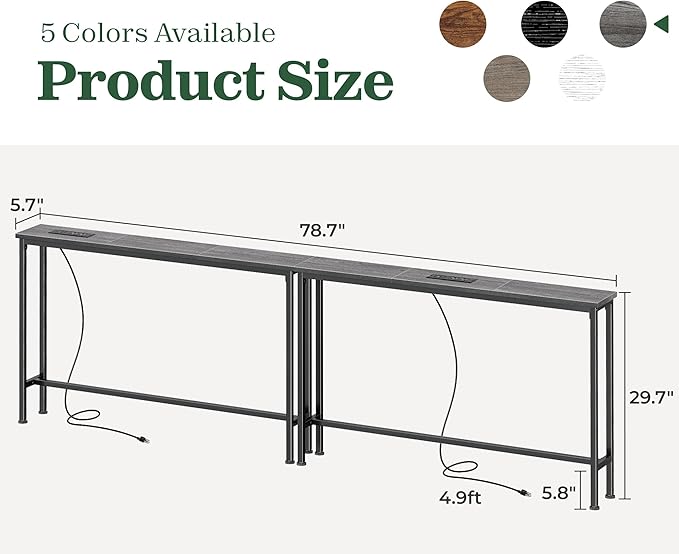 SUPERJARE 78.8 Inch Narrow Console Table - Image 3