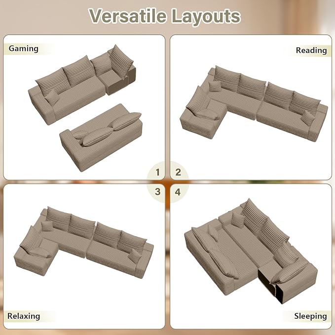 Sectional Cloud Couch for Living Room, Modular Floor Deep-Seat Sofa, Big Comfy - Image 6