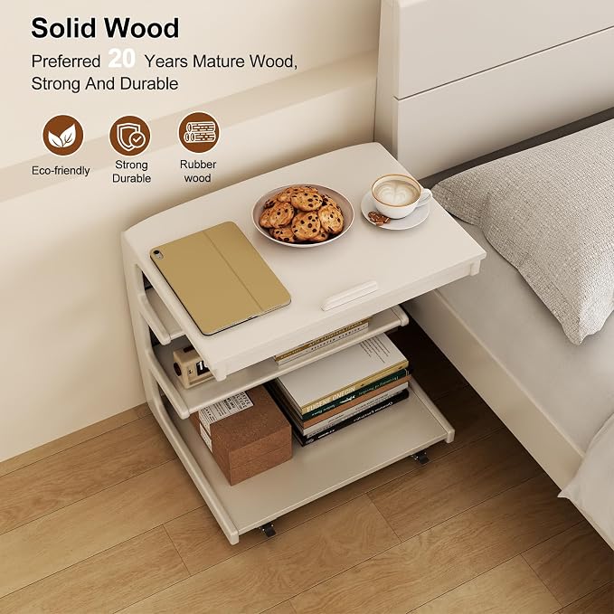 AQIMUELE Rolling Side Table, C Shaped End Table, C Table - Image 4
