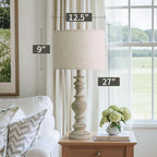 BOBOMOMO 27" Antique Gray Table Lamps Set of 2, Large Farmhouse Resin Lamps - Image 4