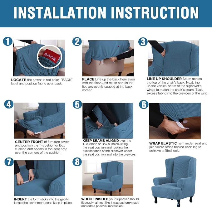 H.VERSAILTEX Wing Chair Slipcover Chair Covers - Image 6