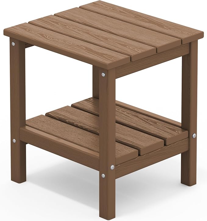SERWALL 2-Tier HDPE Outdoor Side Table, Weatherproof Rectangular Adirondack by SERWALL