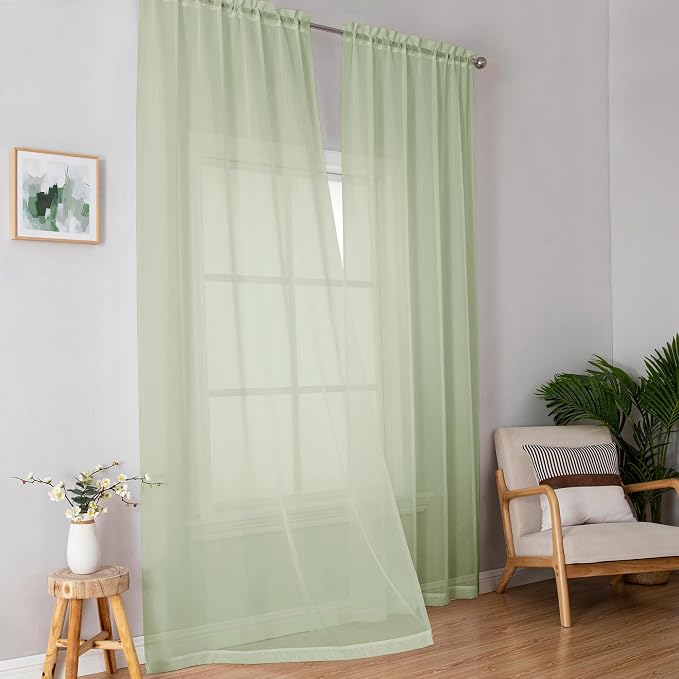 Sheer Curtains 84 inches Long 2 Panels Set - Image 2