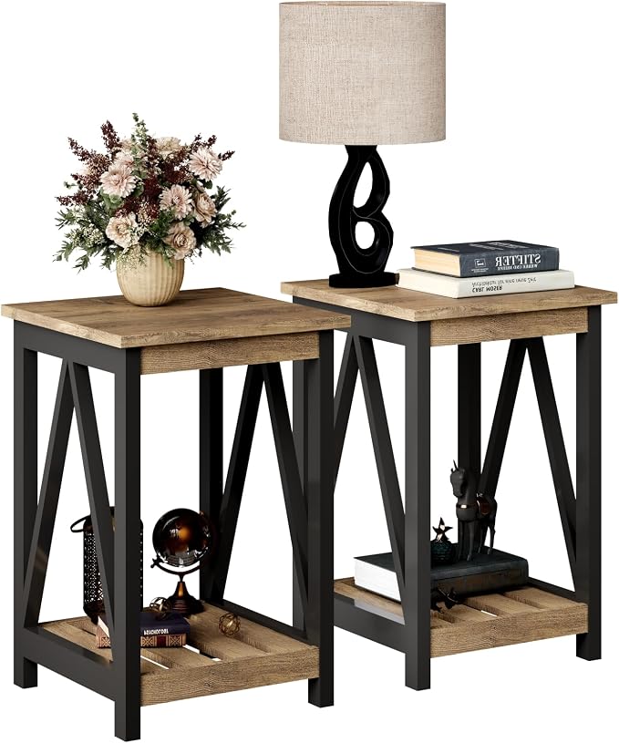 ChooChoo Farmhouse End Table, Rustic Vintage End Side Table - Image 4