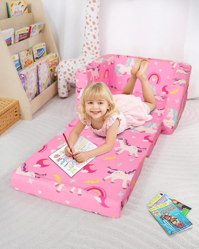 Kids Couch, 2-in-1 Kids Fold Out Couch, Convertible Sofa to Lounger - Image 9