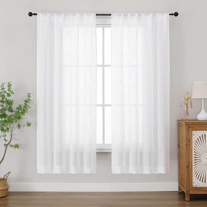 Chyhomenyc Semi Sheer Curtains 63 Inch Length 2 Panels by Chyhomenyc