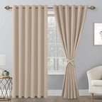 Grommet Blackout Curtains for Bedroom 70 x 84 Inches Camel 2 Panels | Thermal - Image 8