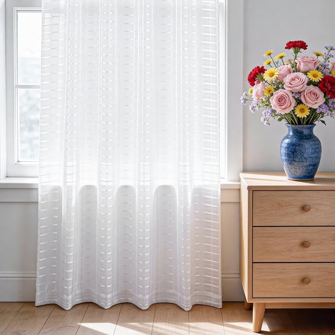 SpaceDresser Check Sheer Curtains 72 Inches Long - Image 3