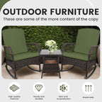 LEVELEVE 3 pcs Rocking Bistro Set Conversation Chairs PE Wicker Outdoor Rocking - Image 5