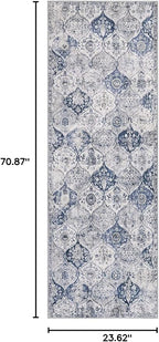 Lahome Moroccan Washable Runner Rug, 2x6 Blue Kitchen Runners - Image 2